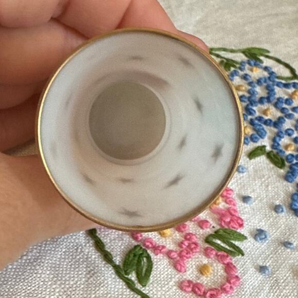 Portieux Vallerysthal Antique Mini Gold Gilt Star White Opaline French Bud Vase - Picture 5 of 8